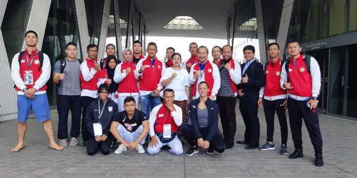 Menteri Koordinator Bidang Pembangunan Manusia dan Kebudayaan Puan Maharani saat mengunjungi atlet jujitsu asal Indonesia di Tokyo.
