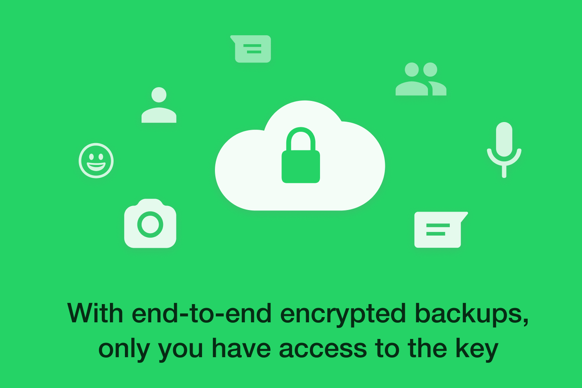 Pencadangan chat WhatsApp dengan fitur enkripsi dari ujung ke ujung.