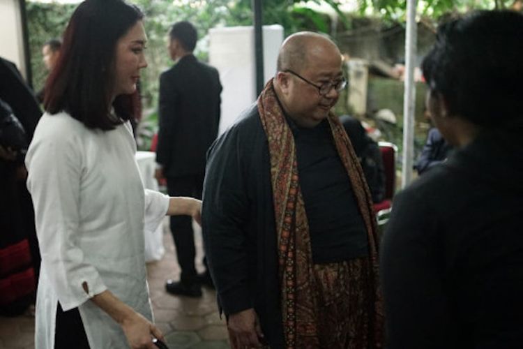 Budayawan Jaya Suprana saat melayat Ny Ani Yudhoyono di Pendopo Puri Cikeas, Kabupaten Bogor, Jawa Barat, Minggu (2/6/2019).