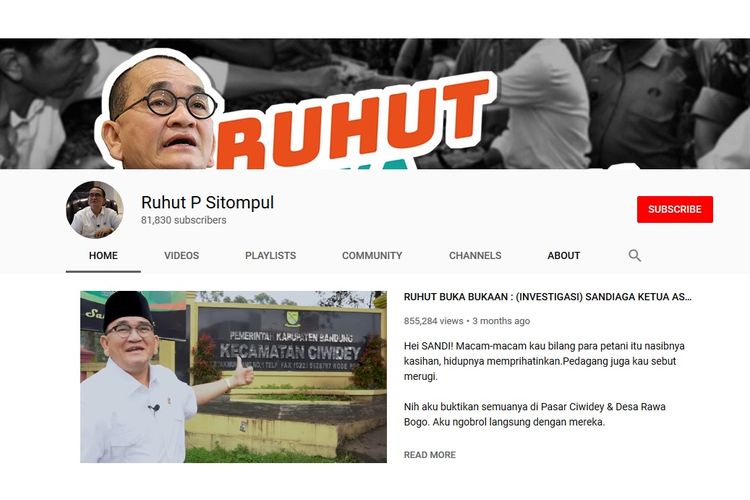 Ruhut Sitompul membuat program Ruhut Buka-Bukaan yang ditayangkan secara berkala di akun youtube Ruhut P Sitompul. Program itu mengkampanyekan pasangan Joko Widodo-Maruf Amin dalam Pilpres 2019.