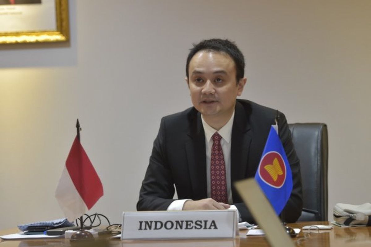 Wamendag Jerry Sambuaga, saat menghadiri pertemuan Special ASEAN Economic Ministers on Covid-19 Response secara virtual.