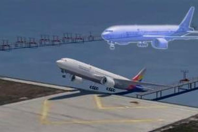 Animasi reka ulang kecelakaan pesawat Asiana.