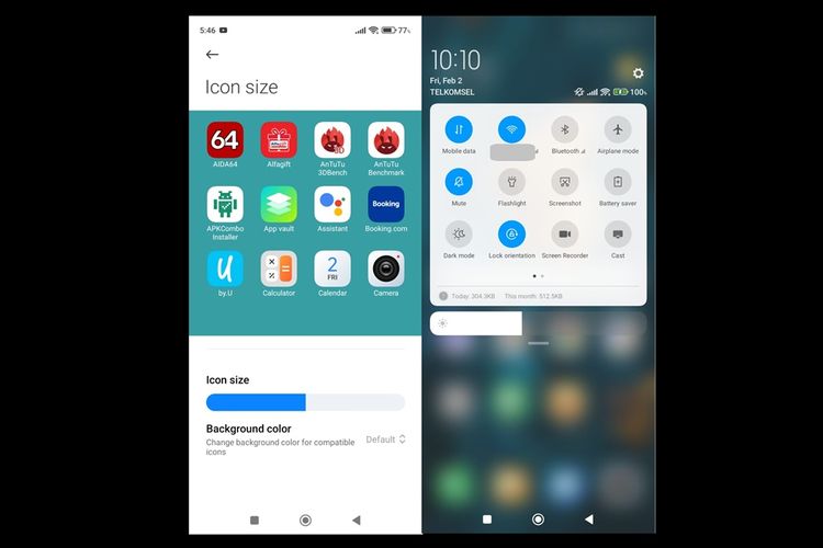 Menu Kontrol Ukuran Ikon Aplikasi dan Tampilan Panel Kontrol di HyperOS Xiaomi 12 Lite