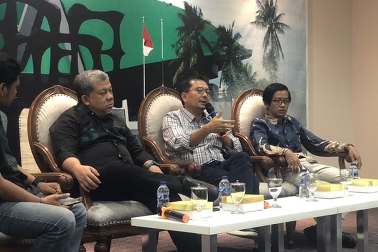 Wasekjen PKB Syaiful Huda dalam diskusi Koordinatoriat Wartawan Parlemen (KWP) di Gedung DPR RI, Senayan, Jakarta, Kamis (26/10/2023).