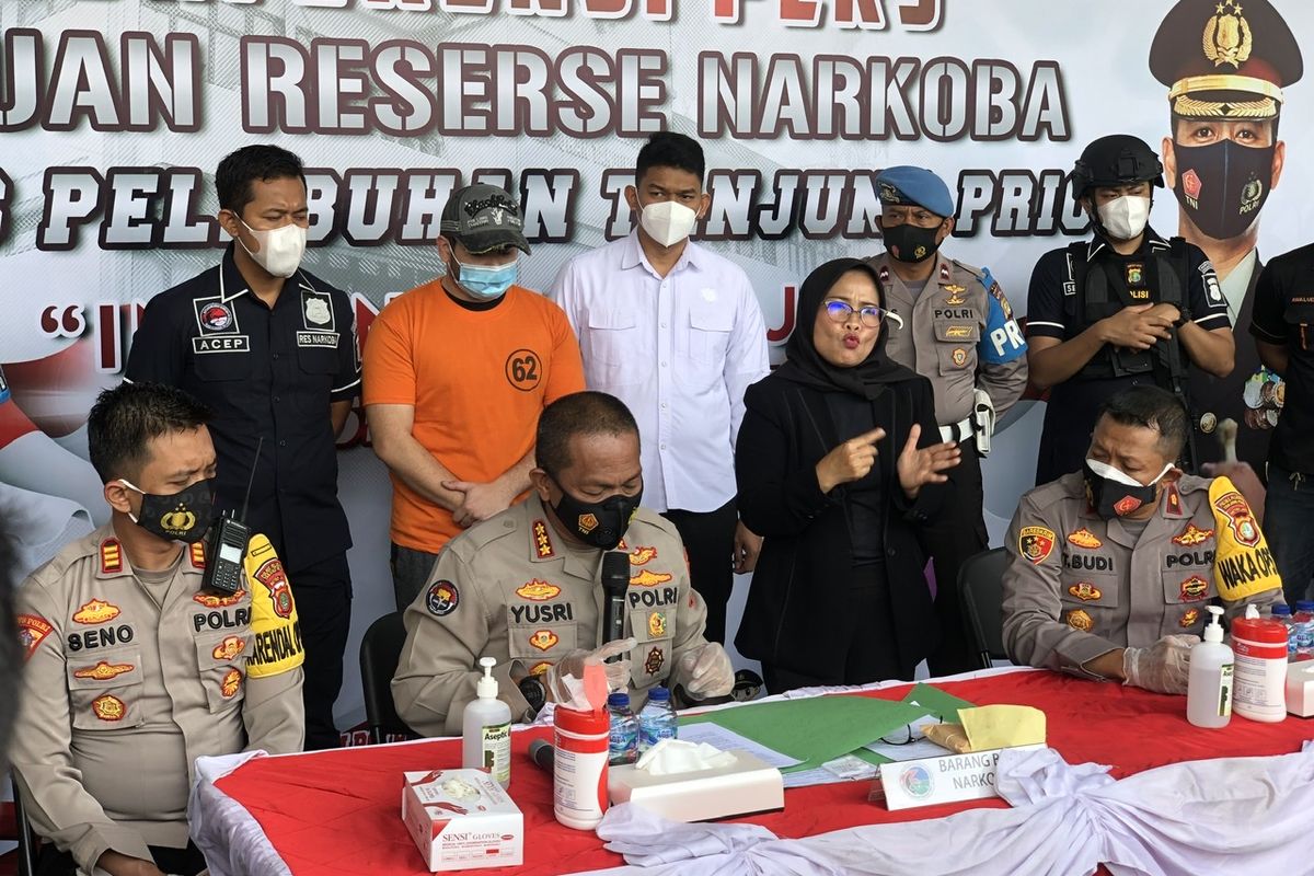 Rilis kasus narkoba Ridho Rhoma di Polres Pelabuhan Tanjung Priok, Jakarta Utara, Senin (8/2/2021). 