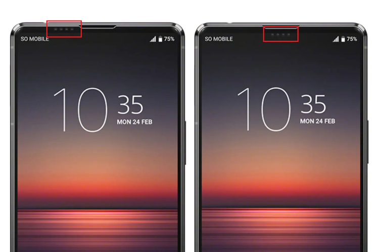 Ilustrasi Sony Xperia 1 V yang dirumorkan bakal dibekali kamera depan dengan desain empat lubang mikro, alih-alih punch hole atau notch.