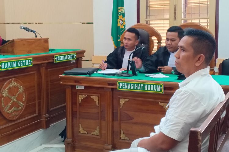 AKBP Achiruddin saat menjalani sidang tuntutan di Pengadilan Negeri Medan, Senin (11/9/2023). Persidangan sendiri ditunda karena jaksa belum menyiapkan berkas tuntutan  