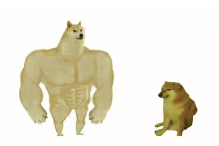 Ilustrasi meme Swole Dog vs Cheems yang viral di dunia maya