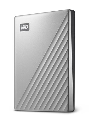 Harddisk eksternal Western Digital My Passport Ultra warna silver.