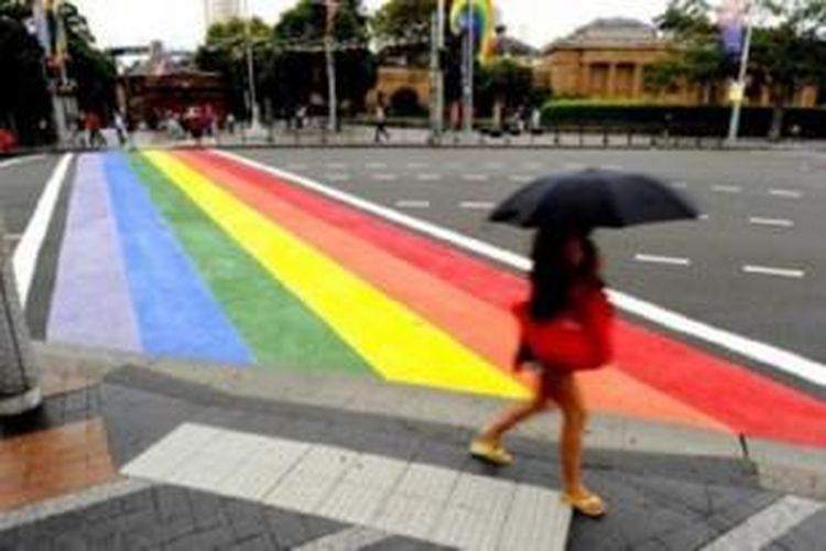 Rainbow crossing di Oxford Street, Sydney. 