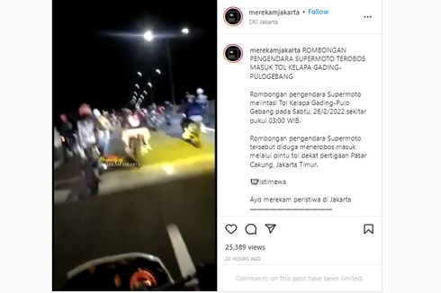 Gerombolan Pemotor yang Masuk Tol Layang Kelapa Gading-Pulogebang Teridentifikasi, Polisi Akan Segera Tindak