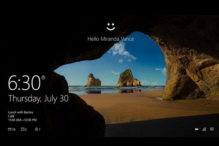 Ilustrasi lock screen Windows 10.