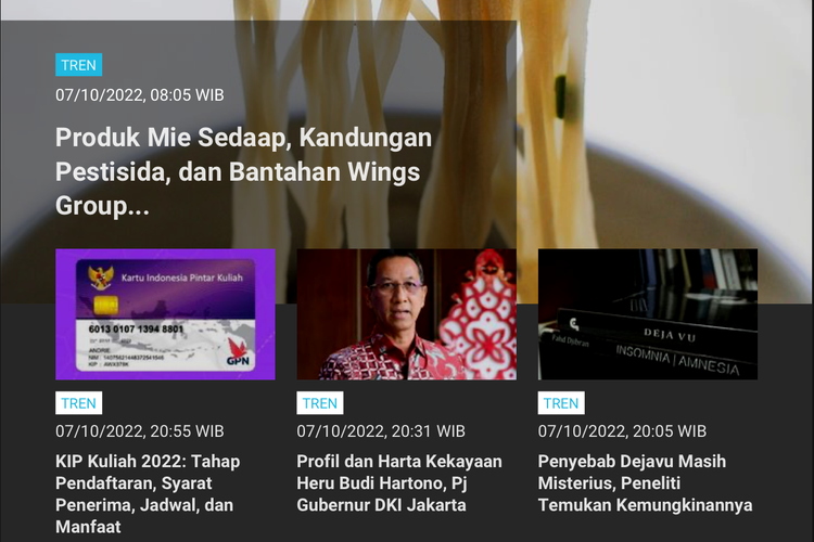 Berikut berita terpopuler Tren hingga Sabtu (8/10/2022) pagi ini, salah satunya soal dugaan kandungan pestisida di Mie Sedaap dan bantahan dari Wings Group.
