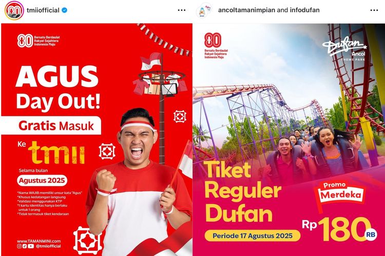 Promo Tempat Wisata 17 Agustus 2025: Dari Dufan, TMII, Kebun Binatang
