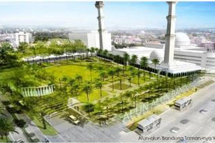 Gambar desain renovasi Alun-alun Kota Bandung.