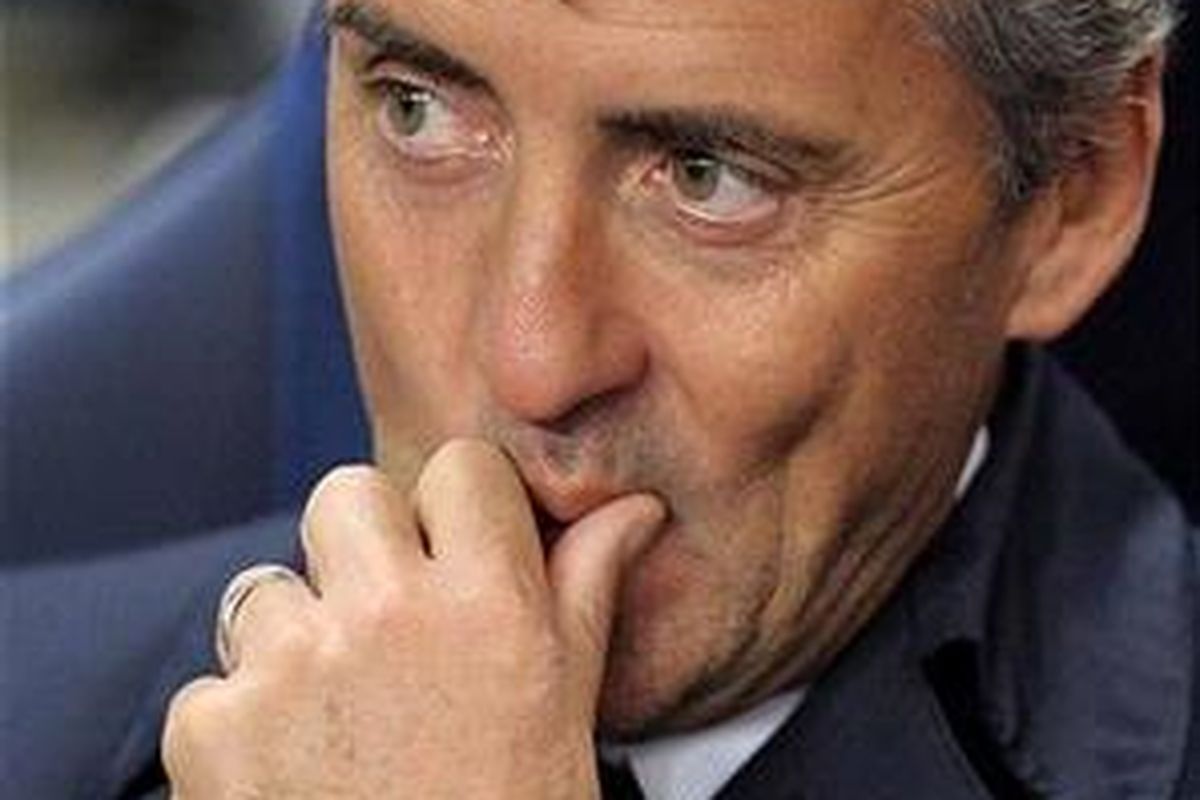 Pelatih Manchester City, Roberto Mancini.
