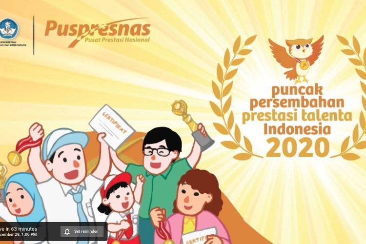 Puncak Persembahan Prestasi Talenta Indonesia digelar Puspresnas dan akan berlangsung tanggal 28-30 Desember 2020. 