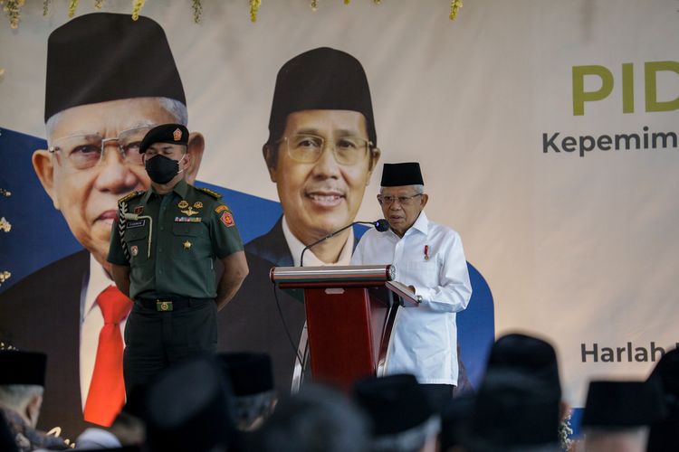 Ma'ruf Amin saat berkunjung di Universitas Alma Ata, Kasihan, Bantul, Senin (24/10/2022)