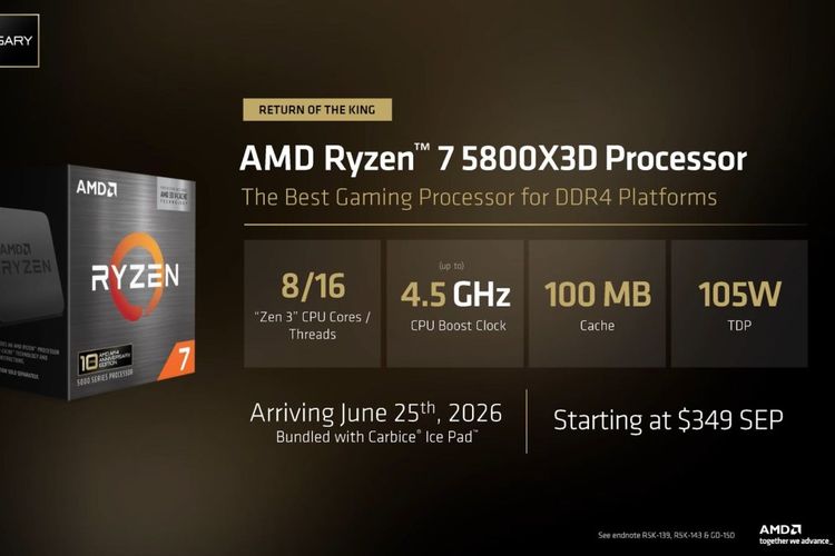 Spesifikasi CPU AMD Ryzen 7 5800X3D.
