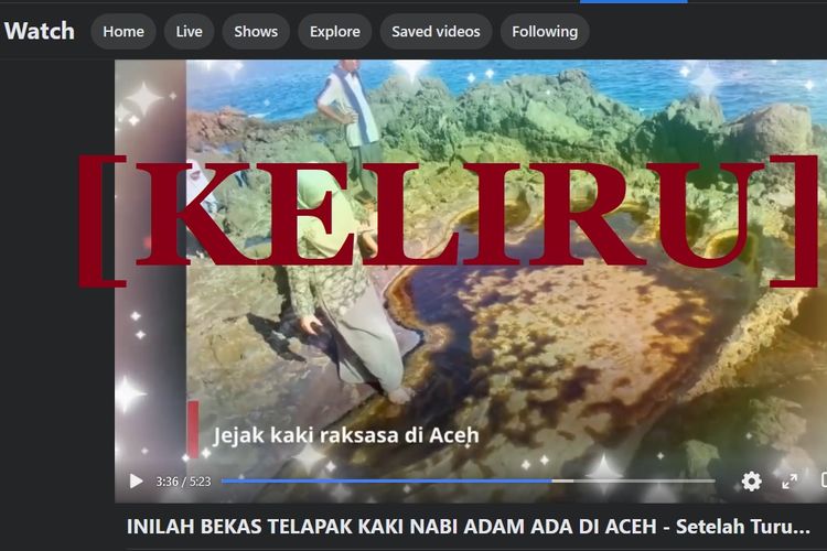 Informasi keliru yang menyebutkan jejak kaki Nabi Adam terdapat di Aceh Selatan.