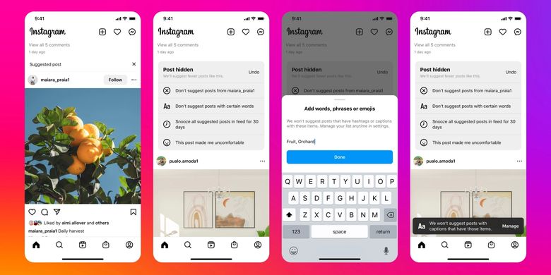 Fitur memblokir kata, emojo, hingga hashtag (tanda pagar) di DM Instagram