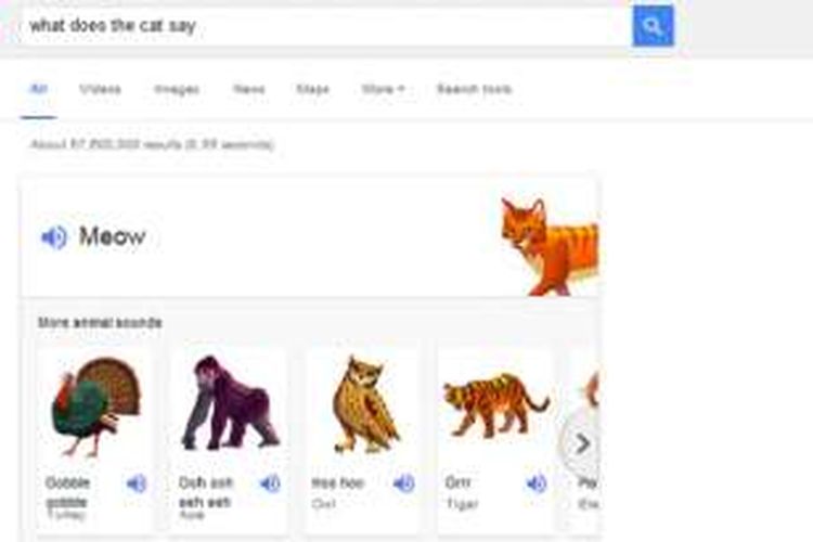 Mesin pencari Google bisa dimanfaatkan untuk mengajar anak soal suara-suara binatang.