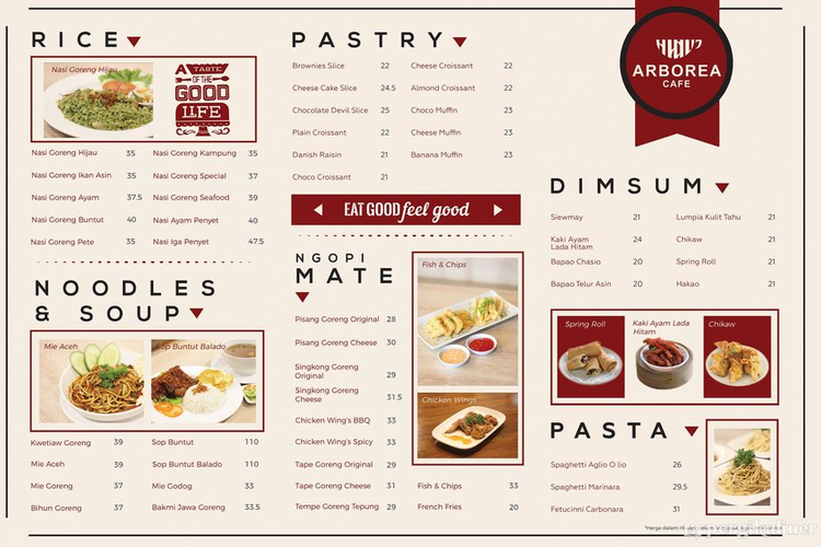 Menu Makanan Arborea Cafe 