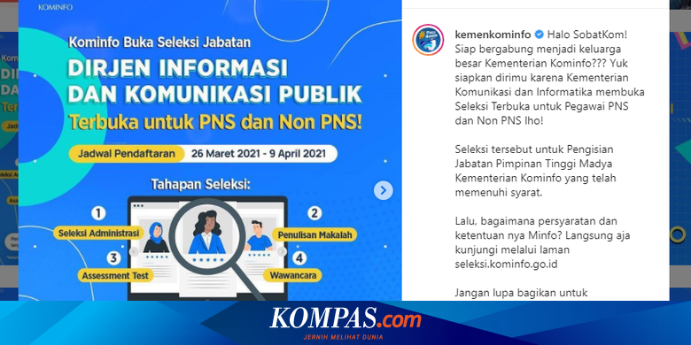 Kominfo Buka Seleksi Jabatan Untuk Dirjen Ikp Terbuka Untuk Pns Dan Non Pns Simak Syaratnya