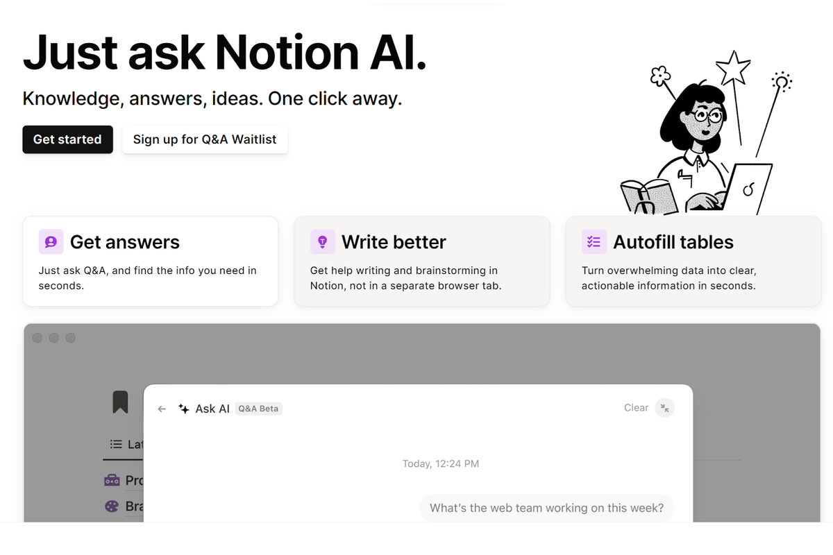 Aplikasi produktivitas populer, Notion diintegrasikan dengan Q&A, sebuah asisten berbasis kecerdasan buatan (artificial intelligence/AI).