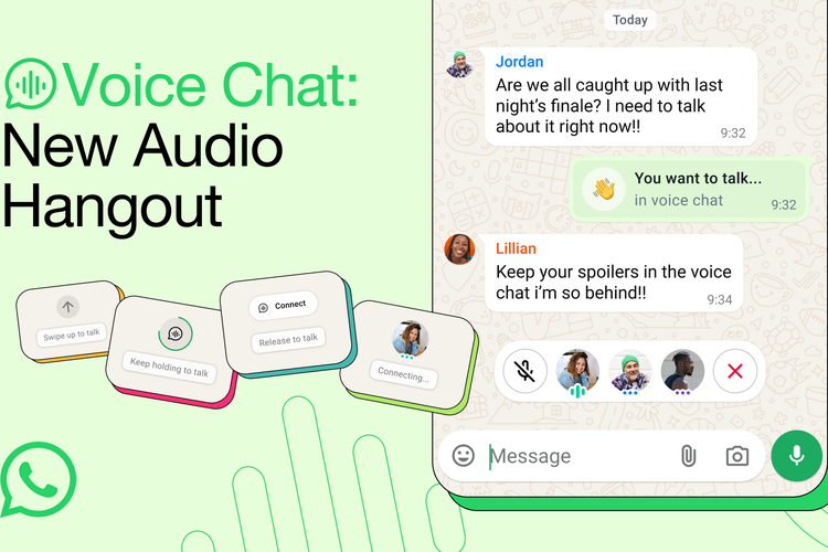 Ilustrasi fitur voice chat di WhatsApp