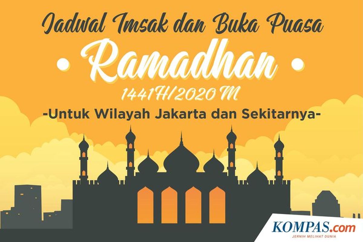 Jadwal Imsak dan Buka Puasa Ramadhan 1441 H/2020 M untuk Wilayah Jakarta dan Sekitarnya.