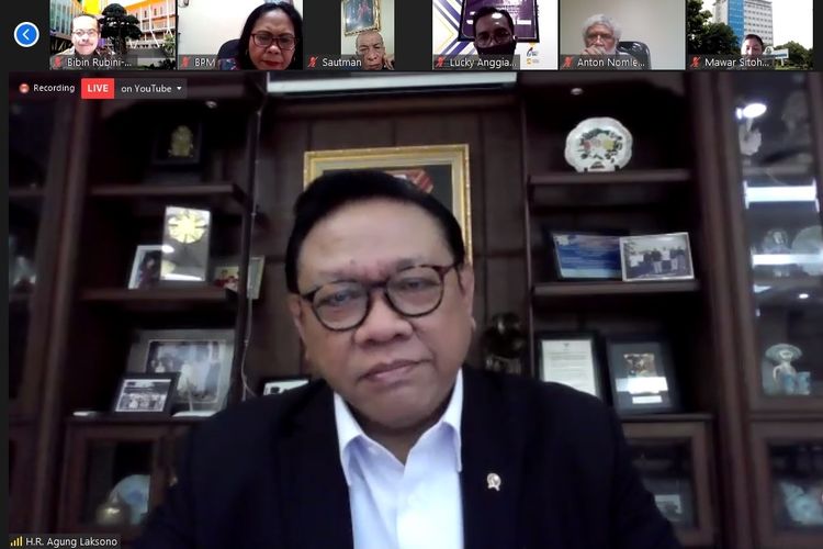 Agung Laksono saat orasi ilmiah virtual pada Dies Natalis ke-67 Universitas Kristen Indonesia UKI Jakarta.