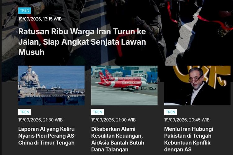 [POPULER TREN] Warga Iran Siap Angkat Senjata Lawan Musuh | Wilayah Berpotensi Hujan 20 September 