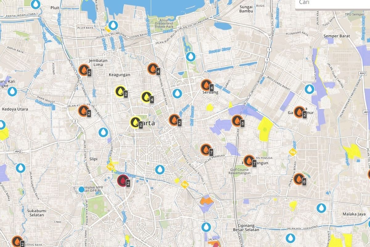 Pengguna internet bisa memantau kondisi banjir di Jakarta dan sekitarnya lewat Petabencana.id