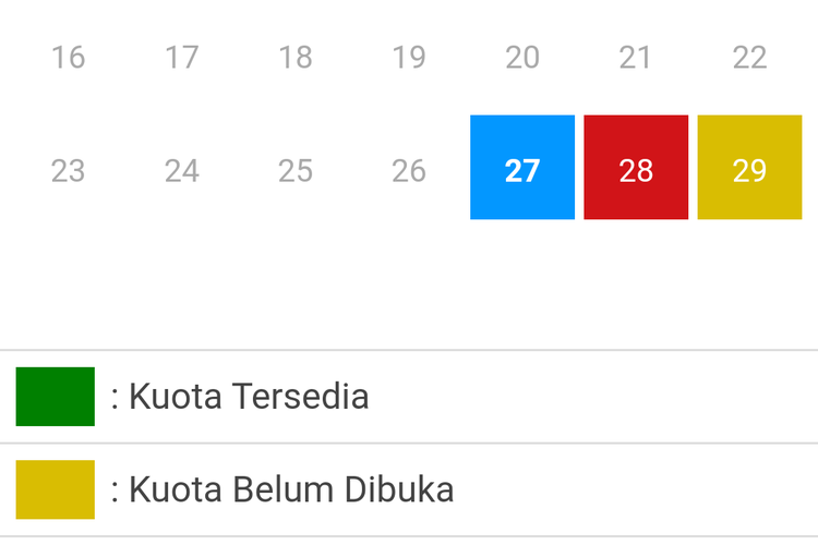 Data informasi kuota pemohon dalam aplikasi Antrian Paspor Online atau Apapo.