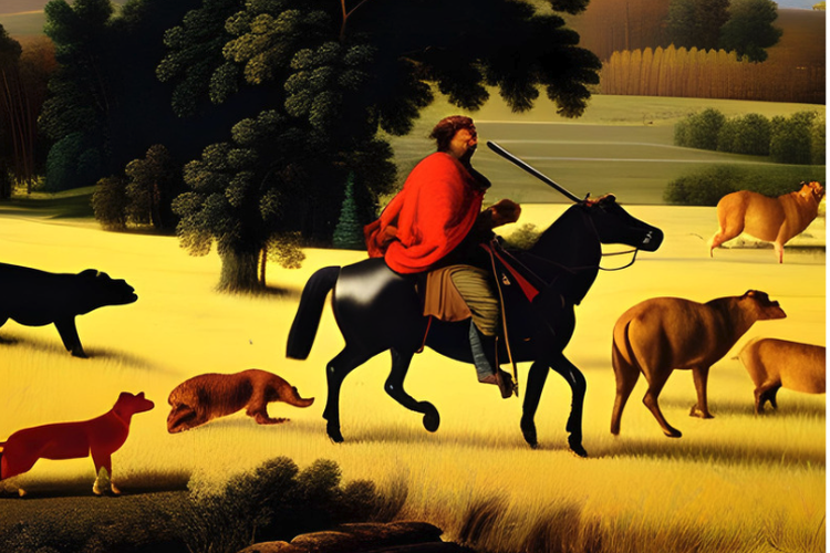 Ilustrasi seorang pemburu sedang berburu hewan