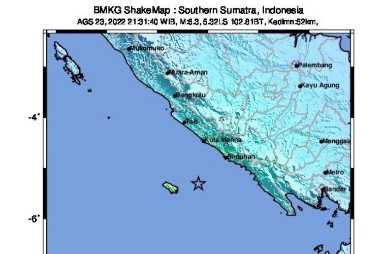 Gempa Bengkulu tadi malam, Selasa (23/8/2022) berlokasi di Kabupaten Kaur. Gempa bumi ini berkekuatan M 6,5 dan kondisi geologi pusat gempa berada di kawasan rawan gempa dan tsunami. 