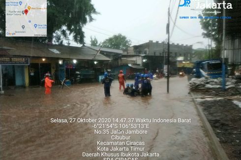 Hujan Deras dan Angin Kencang di Jakarta Timur, Jalan Raya Jambore Banjir