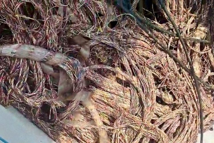 Modus bak Proyek Resmi, 29 Pencuri Kabel PT Telkom Dibekuk Polda Lampung, 2 Ton Disita