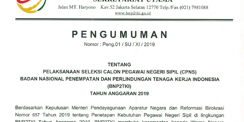 Bnp2tki Buka 143 Formasi Di Cpns 2019 Apa Saja