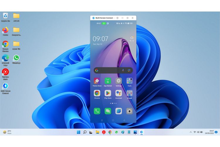 Tampilan layar HP Oppo Reno 8 5G di PC.