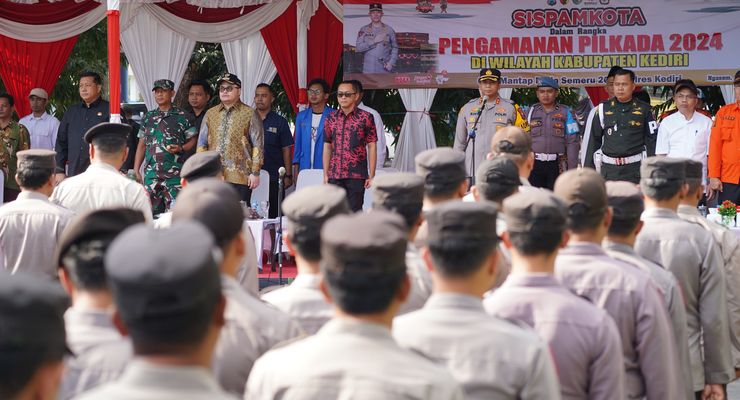 Mas Dhito Saksikan Simulasi Pengamanan Pilkada di Dinhub Kabupaten Kediri