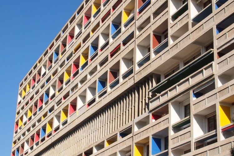 Cite Radieuse bangunan bergaya brutalisme di Marseille, Perancis. 