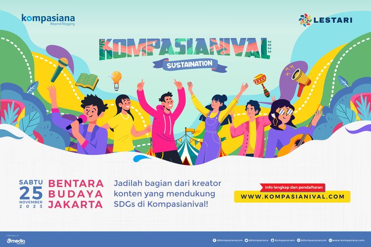 Kompasianival kembali diselenggarakan di Bentara Budaya Jakarta, Jakarta, Sabtu (25/11/2023). Tahun ini Kompasianival mengusung tema Sustaination.