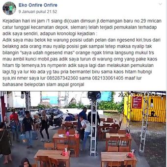 Pemukulan terjadi di sebuah warung oleh dua orang di Sleman