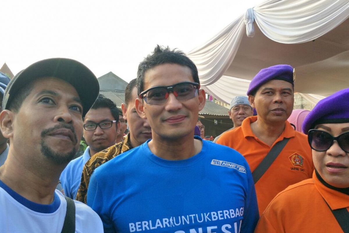 Bakal calon wakil presiden Sandiaga Uno dalam Festival Ciliwung, Sabtu (25/8/2018). 