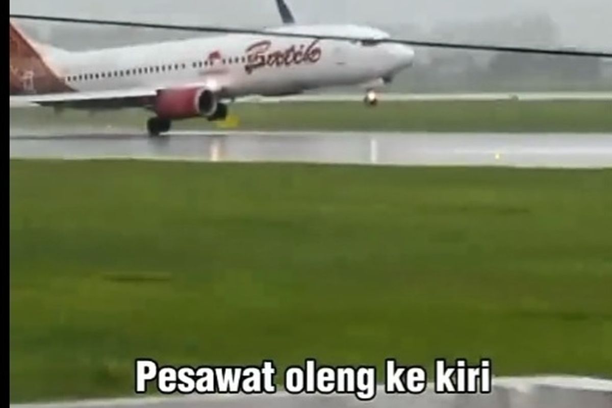 Tangkapan layar pendaratan Pesawat Batik Air PK-LDJ Hampir Tergelincir, Manajemen Buka Suara