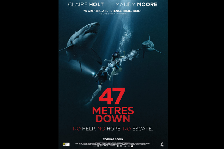 Mandy Moore dan Claire Holt dalam film horor 47 Meters Down (2017).