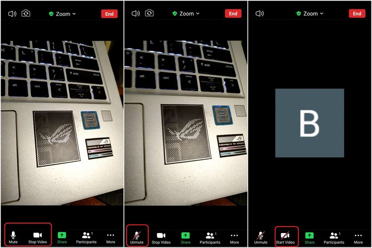 Cara mute audio dan video Zoom di smartphone.