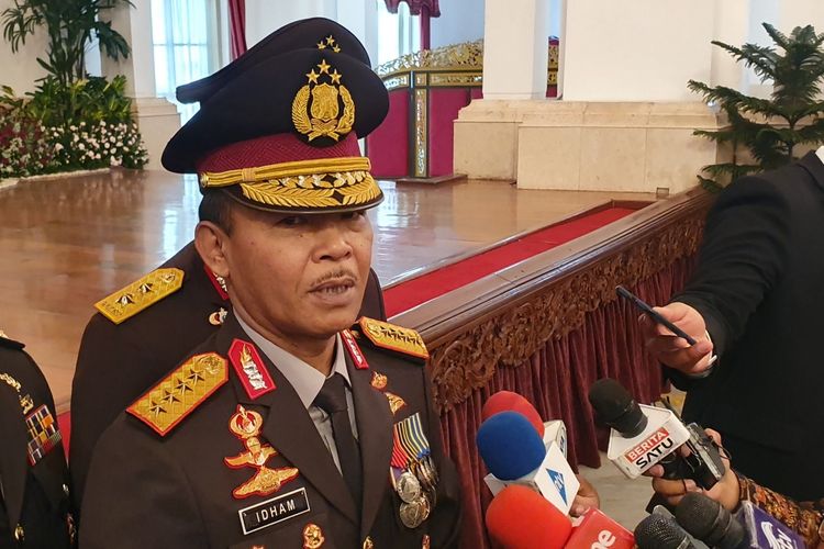 Idham Azis usai dilantik sebagai Kapolri, di istana Negara, Jakarta,Jumat (1/11/2019).